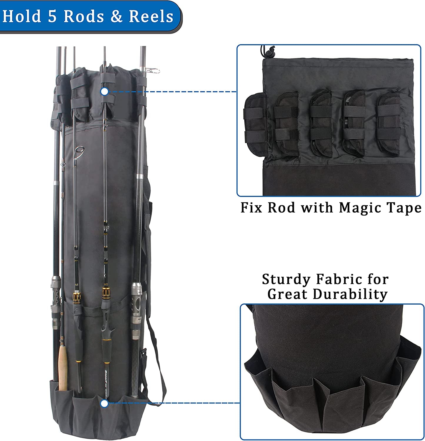 Fishing Rod Case Pole Bag Reel Case Large Capacity Waterproof Travel Carry Bag Fishing Gifts for Men