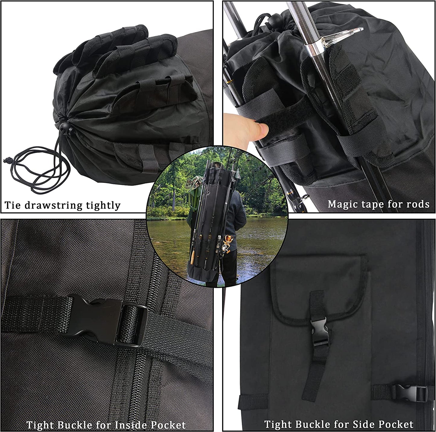 Fishing Rod Case Pole Bag Reel Case Large Capacity Waterproof Travel Carry Bag Fishing Gifts for Men