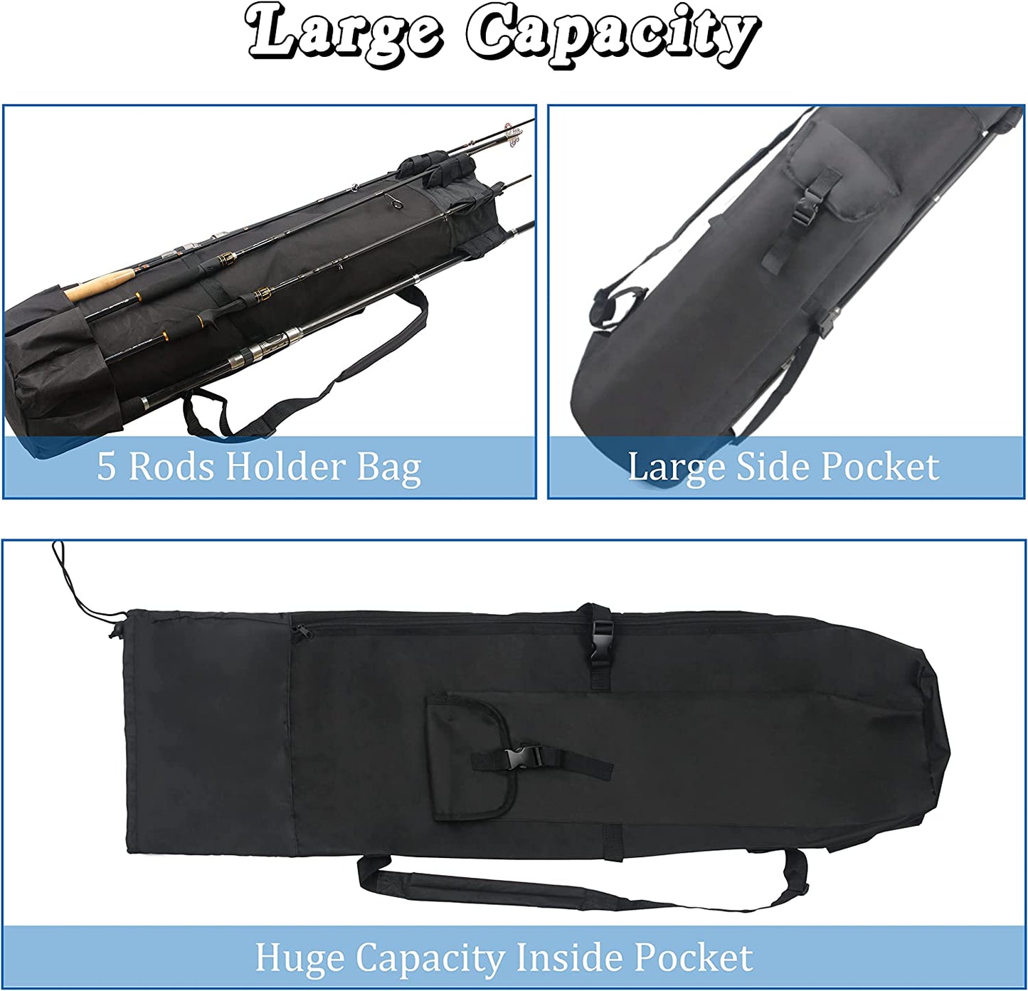 Fishing Rod Case Pole Bag Reel Case Large Capacity Waterproof Travel Carry Bag Fishing Gifts for Men